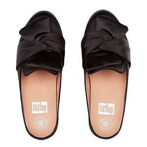 FitFlop Supercomff Black Satin Knot Mules